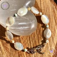 Mother Of Pearl Faceted Oval Bracelet With Silver Toggle Clasp